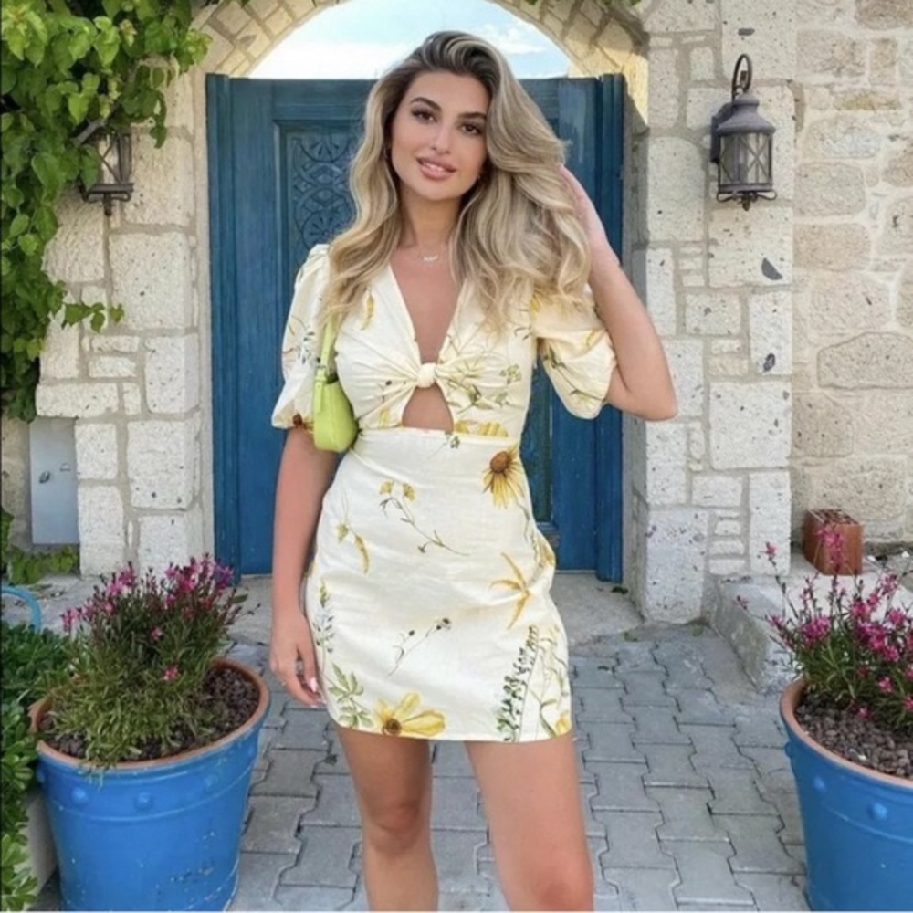 H&M Floral Yellow Mini Dress